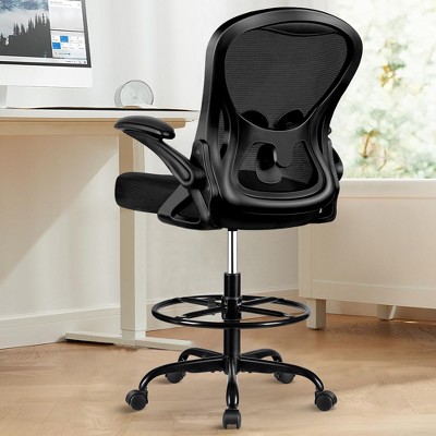 KERDOM Tall Office Chair Ergonomic Standing Desk Chair, Lumbar Support Computer Chair Swivel Task Rolling Chair, Black