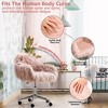 QingMoon Fluffy Office Chair, Adjustable Desk Chair, Faux Fur Computer Chair, Swivel Vanity Chair with Chrome Base for Living Room, Study - 2 of 4