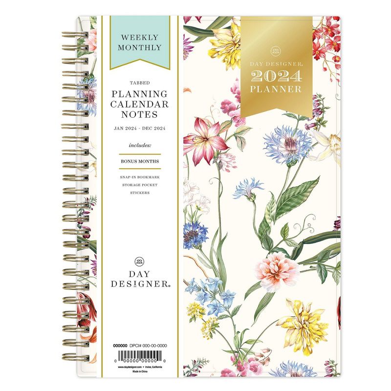 Day Designer 2024 Planner with Notes Pages 5.875&#34;x8.625&#34; Weekly/Monthly Wild Blooms White, 3 of 15