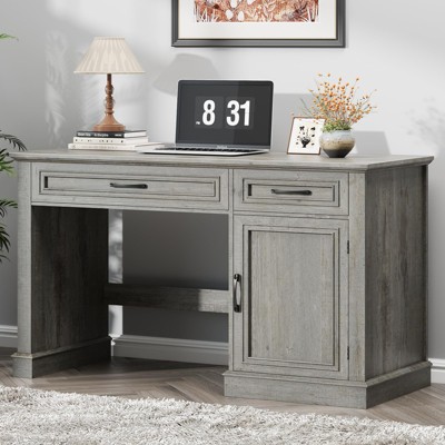 47" Executive Desk, Computer Desk with Drawers, Storage Cabinet & Charging Station