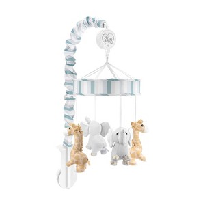 Everyday Kids Precious Moments Noah’s Ark Crib Mobile – Elephant & Giraffe, Teal/Gray, Lullaby Music, Safari Nursery Décor for Boys - 1 of 4