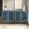 31.5'' Rustic Accent Cabinet with Carved Floral Doors & Adjustable Shelf, Vintage Storage Sideboard for Entryway Living Room-3irtyhousy - 3 of 4