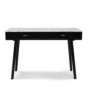 The Bianco Collection Viola 44" Rectangular Italian Carrara White Marble Writing Desk - 1 of 4