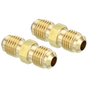 Unique Bargains Brass Gas Adapter Hose Pipe Fitting Flare Union Connectors 2 Pcs - 1 of 4