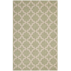Modway Cerelia Moroccan Trellis 4x6 Indoor and Outdoor Area Rug in Beige and Light Green - 1 of 4