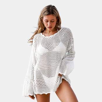 Women's Scalloped Neck Cut-Out Crochet Cover-Up Dress - Cupshe