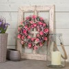 Northlight 12.5" Pink Flowers Berries Green Leaves and Twigs Artificial Floral Spring Wreath - image 2 of 4