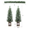 Artificial Christmas 3-Piece Set Wreath and Set of 2 Entrance Trees X-mas with LED Lights Easy Assembly - 3 of 4