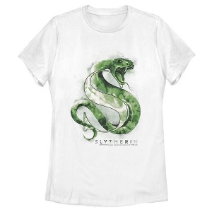 Women's Harry Potter Slytherin Snake Watercolor T-Shirt - 1 of 4