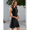 Women's Summer V Neck Ribbed Knit Midi Dress Sleeveless Button Elegant Bodycon Sweater Dresses - 4 of 4