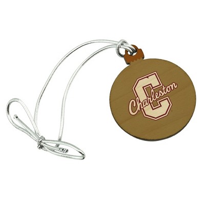 College of Charleston Secondary Mini Small Tiny Wood Christmas Tree Holiday Ornament