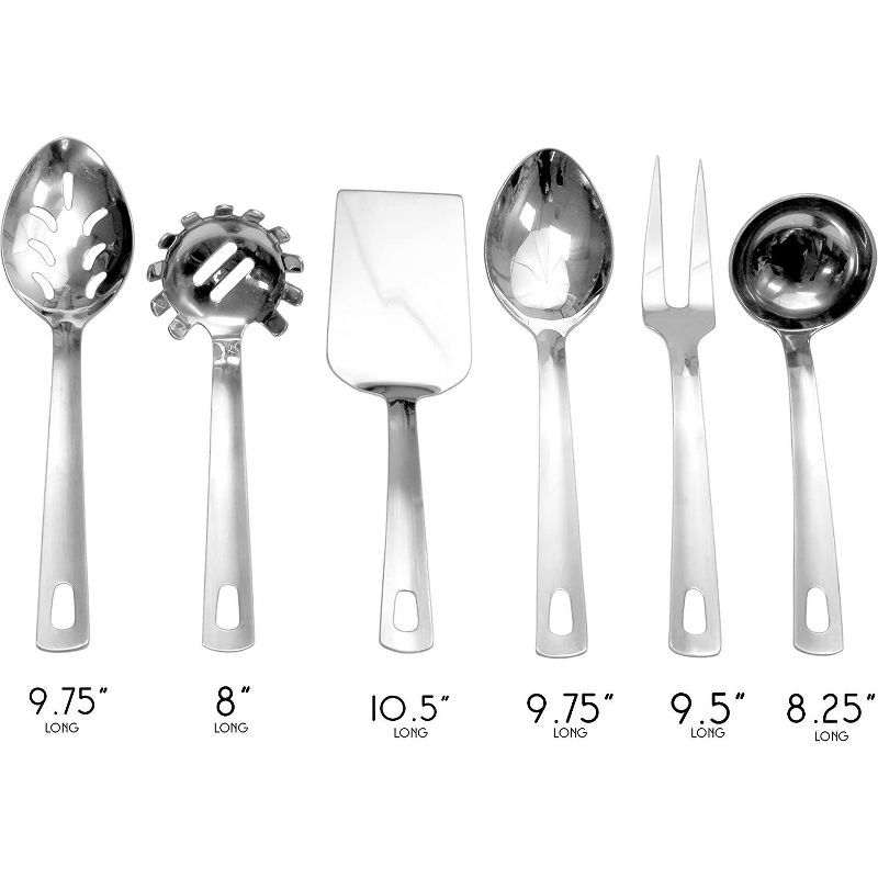 Darware Complete Serving Spoon & Utensil Set, 6pc; w Pasta Server, Fork, Spoon, Ladle, Etc, 3 of 9