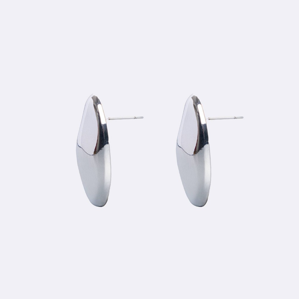 Photos - Earrings Luv Aj Chrome Orb Stud  - Silver