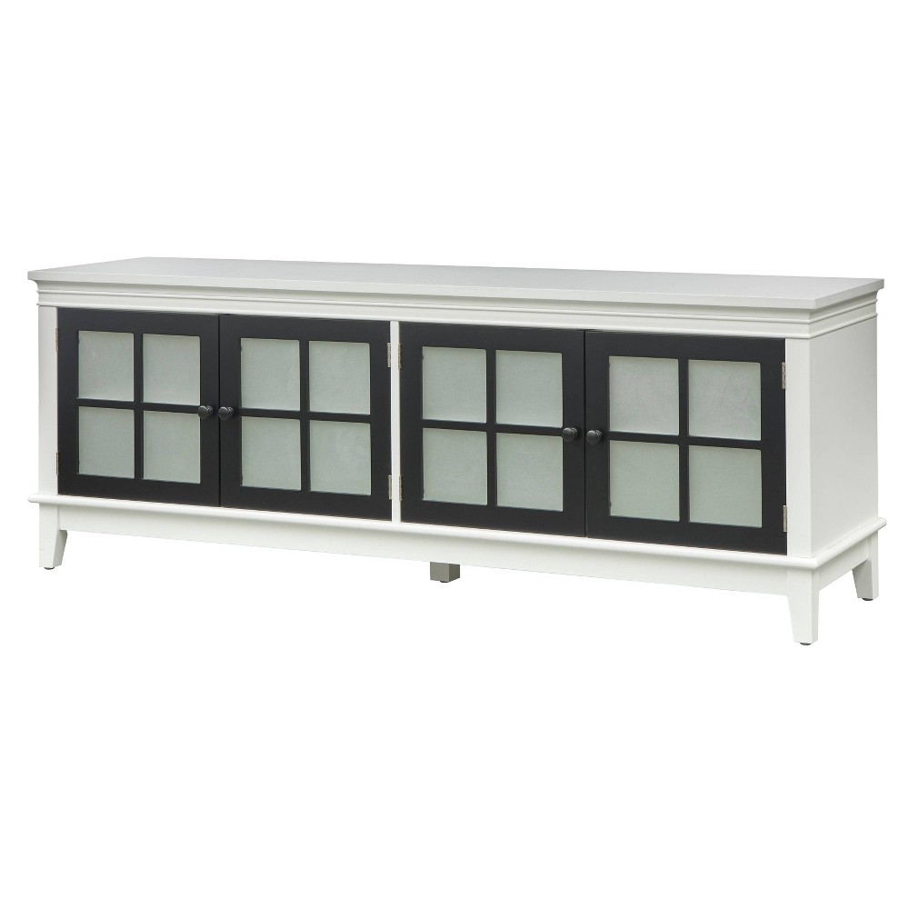 Photos - Display Cabinet / Bookcase Buylateral Hampshire TV Stand for TVs up to 55" White/Black: Media Console