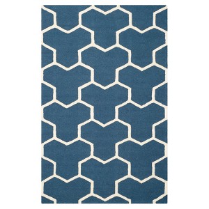 Delmont Texture Wool Rug - Navy Blue / Ivory (4