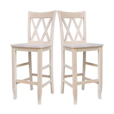 Traditional Elegant Unfinished Parawood 29" Double X-Back Barstool