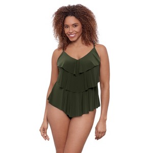 Aqua Green, Women's Triple Tier Tankini - 1 of 3