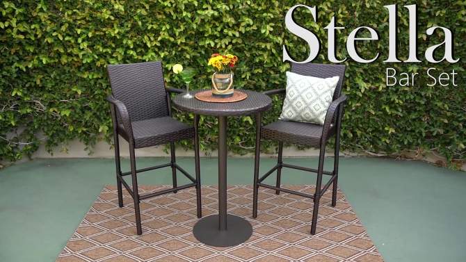 Stella 3pc Wicker 26&#34; Round Bar Set Multibrown - Christopher Knight Home, 2 of 8, play video