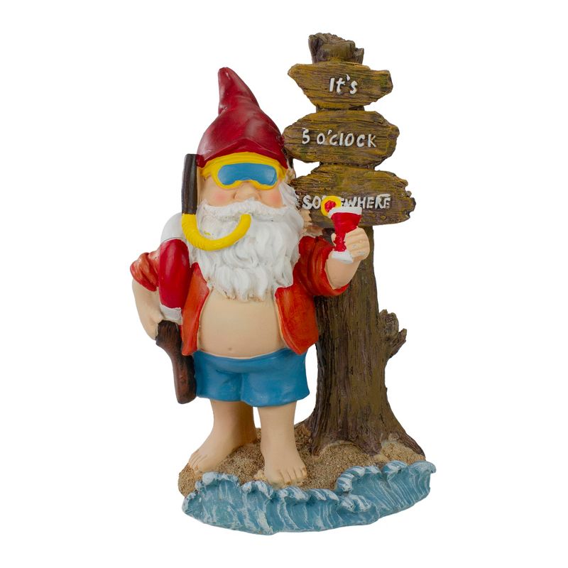 Northlight 10.5" Red and Blue Beach Gnome Outdoor Garden Statue, 1 of 6