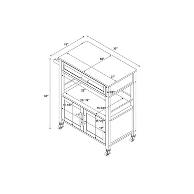Black Granite Top Kitchen Cart with Storage and Wheels