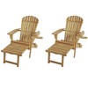 Jiallo Oceanic Collection Adirondack Chaise Lounge Chair Foldable, cup and glass holder, built in ottoman, Set of 2 Lounge chairs and 1 end table - 3 of 4