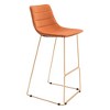 HomeRoots Set of Two 30" Orange And Gold Velvet And Steel Bar Height Bar Chairs - 4 of 4