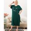 Agnes Orinda Women's Plus Size Soft Knit Cute Cat Print Short Sleeve Split Hem Pockets Midi Sleep Shirts Nightgowns - 2 of 4