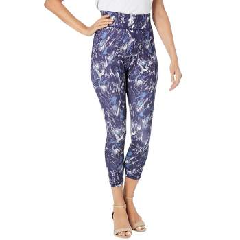 Roaman's Women's Plus Size Side Embellished Legging - 12, Dark Berry Floral  Embroidery Purple at  Women's Clothing store