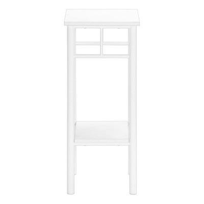 Elegant 28" White Square Metal & Wood 2-Tier Accent Table