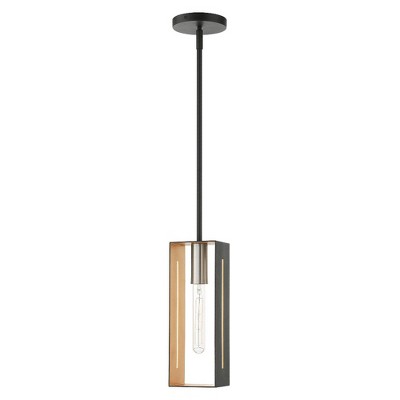 Urban Loft Textured Black and Brushed Nickel 1-Light Pendant