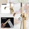 WOWOW Waterfall Single-Handle Freestanding Tub Faucet with Handshower, Brass Floor Mounted Tub Filler Faucet in Brushed Nickel - 2 of 4