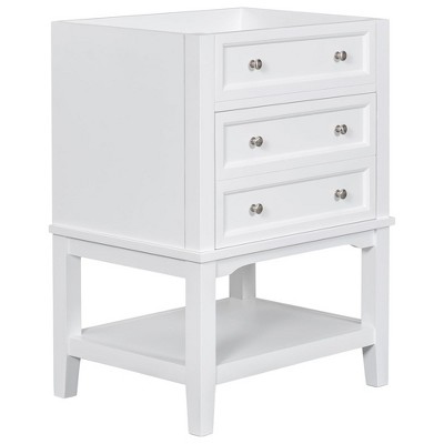 24" Bathroom Vanity Cabinet Without Sink, Modern Bathroom Storage Vanity with Open Shelf, Drawer, Solid Wood Frame Bathroom Cabinet