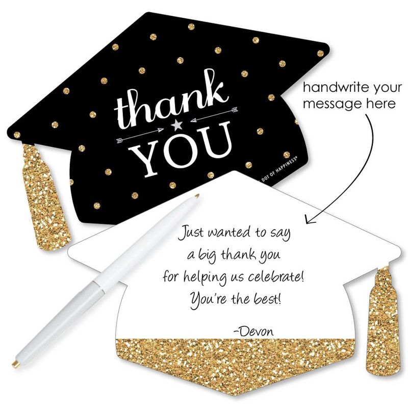 Big Dot of Happiness Gold - Tassel Worth The Hassle - Shaped Thank You Cards - Graduation Party Thank You Note Cards with Envelopes - Set of 12, 2 of 8