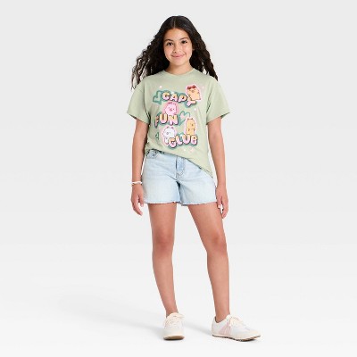 CapyFun Girls' CapyFun Club Short Sleeve Front and Back Graphic T-Shirt - Green M — фото 3