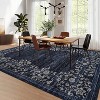 Washable Floral Print Area Rug with Bordered Design, Non-Slip, Ultra-Thin, Stain Resistant Floor Carpet for Living Room, Bedroom & Office - 3 of 4