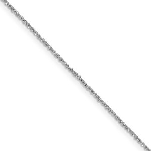 Black Bow Jewelry 1mm 14k White Gold Diamond Cut Fancy Singapore Chain Necklace - 1 of 4