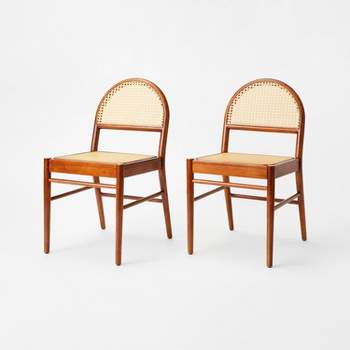 2pk Gilbert Arch Back Caned Woven Dining Chairs Walnut - Threshold™ designed with Studio McGee