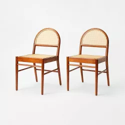 2pk Gilbert Arch Back Caned Woven Dining Chairs Walnut - Threshold™ designed with Studio McGee