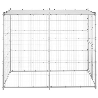 Large Galvanized Steel Outdoor Dog Kennel with Roof