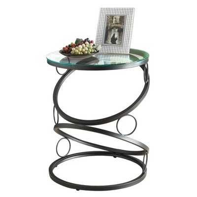 Accent Table - Black Metal with Tempered Glass - EveryRoom