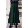 Women's Wool A-Line Maxi Skirt - Fall Winter Swing Pleated Long Skater Skirt Pocket-green - 3 of 4