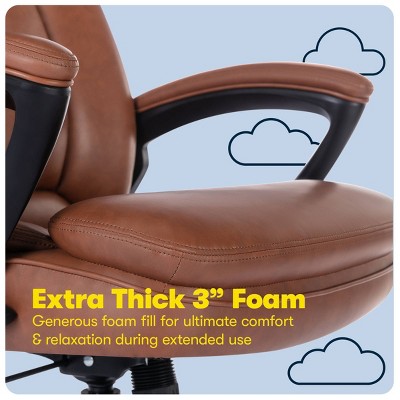 Cognac Faux Leather High Back Executive Swivel Chair