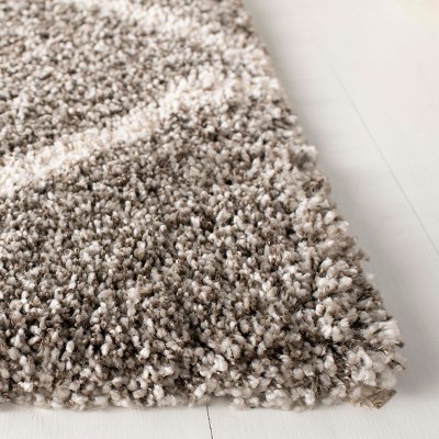 Grey and Ivory Diamond Shag Synthetic 10' x 14' Area Rug