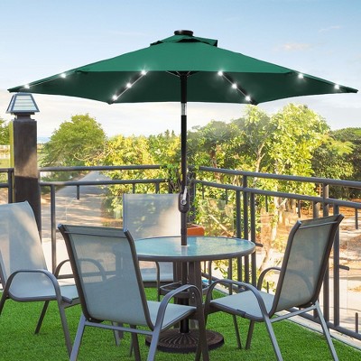 Sonkuki 7.5 ft Outdoor LED Solar Lighted Patio Market Umbrella w/ Push Button Tilt