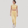 Anna-Kaci Active Women's Scallop Edge High Neck Cropped Top with Cap Sleeves and Open Back Detail - 3 of 4