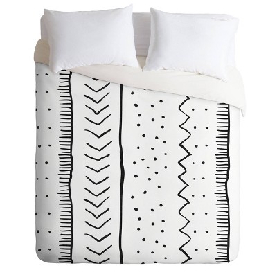 Queen/Full Becky Bailey Moroccan Stripe Duvet Set Black/White - Deny Designs