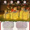 Angel Sar Set of 3 Christmas Lighted Gift Boxes, 90 Warm White LEDs, 10"/8"/6" PVC Sequin Decor with Bows - 4 of 4