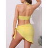 INSPIRE CHIC Women's Rope Circle Halter Ribbed Bikini Sets, Triangle Bottoms Side Tie Cover Up Swimwear Bathing Suits 1 Set - 3 of 4