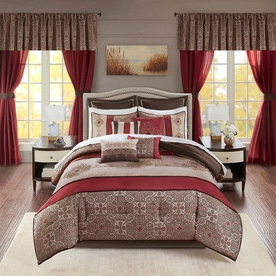 California King Red Microfiber 24-Piece Bedroom Set