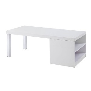 47.5" High Gloss and Chrome Coffee Table with Open Storage Compartments for Living Room - 1 of 4